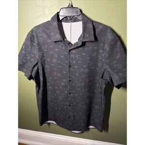 Lululemon Airing Easy Shirt Mens Large Black Printed Button Up Performance